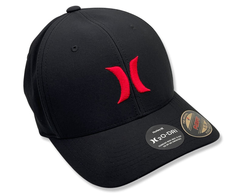Hurley Cap in black with a bold red logo