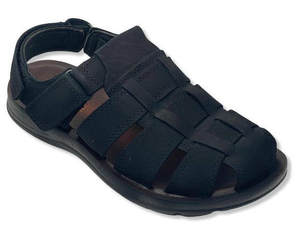 Laguna K22BLK Men's Leather Black Closed Toe Sandals