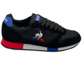 Le coq sportif black suede vintage trainers with red and blue details 2220386BK